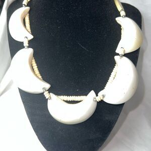 Vintage Moon Shell and Pooka Bead Necklace